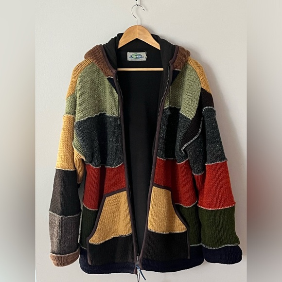 Laundromat Other - Men’s Laundromat Multicoloured Patchwork Wool Full Zip-Up Sweater